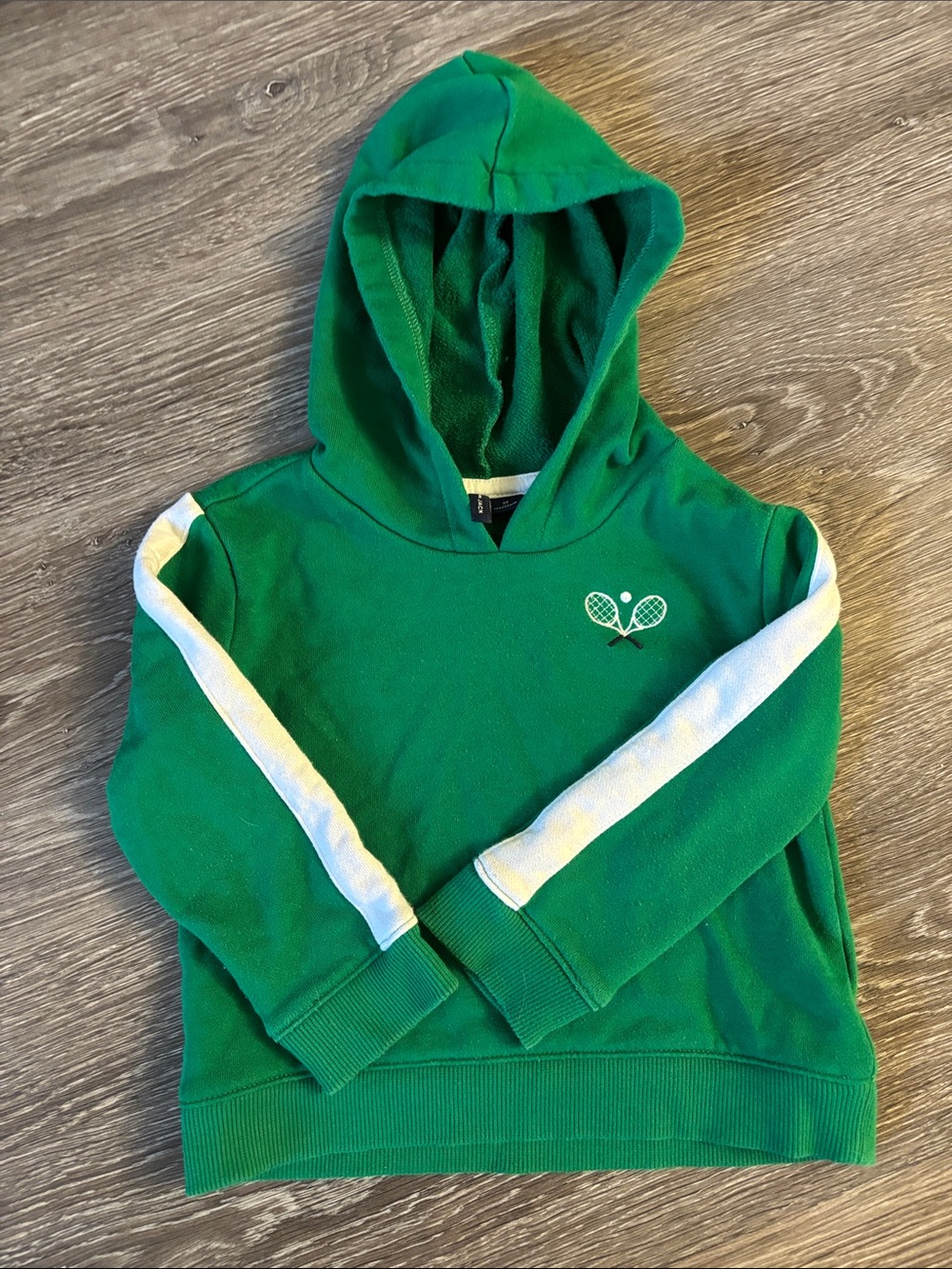 Janie and Jack Green Hooded Sweatshirt with Tennis Racket Accent